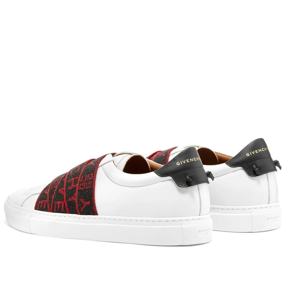 GIVENCHY PARIS Urban Street Low Webbing White Red Black Men's Sneakers - Picture 5 of 6